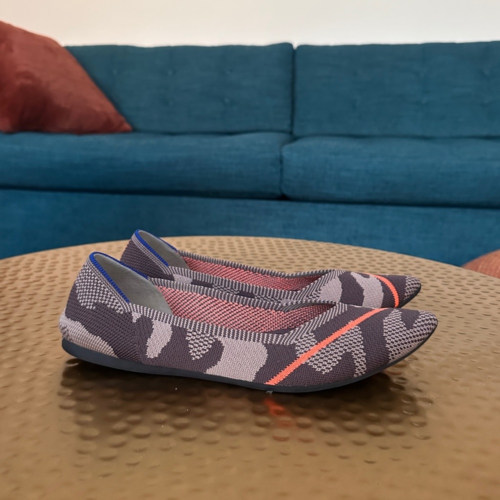 Rothy's Gray and Orange Patterned Flats